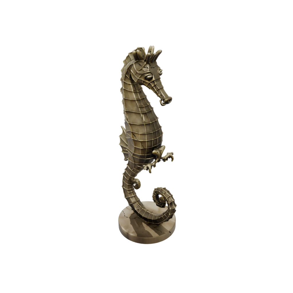 Bronze Geo Flexi Seahorse — flexi animals 3D print model, STL