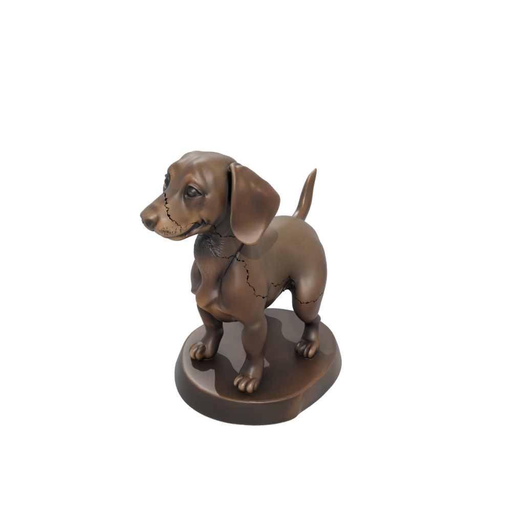 Bronze Kawaii Flexi Dachshund Dog — flexi animals 3D print model, STL