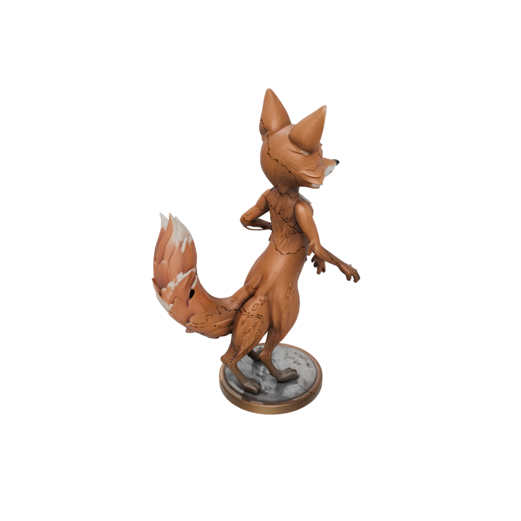 Bronze Kawaii Flexi Red Fox — flexi animals 3D print model, STL