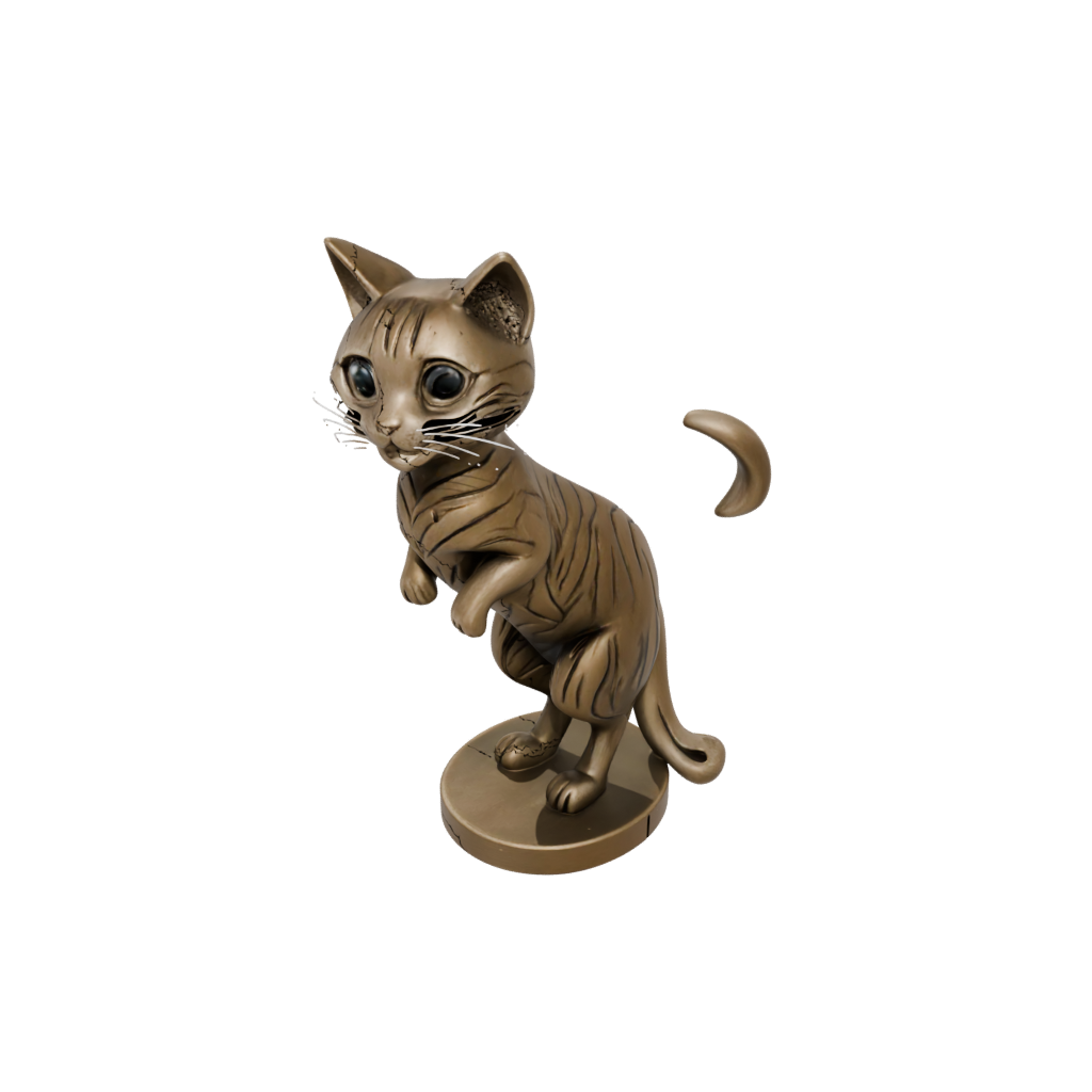Bronze Kawaii Flexi Tabby Cat — flexi animals 3D print model, STL