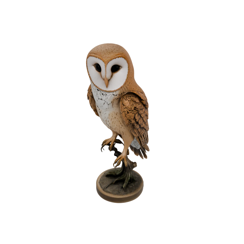 Bronze Realistic Flexi Barn Owl — flexi animals 3D print model, STL