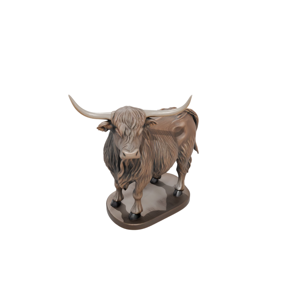 Bronze Realistic Flexi Highland Cow — flexi animals 3D print model, STL