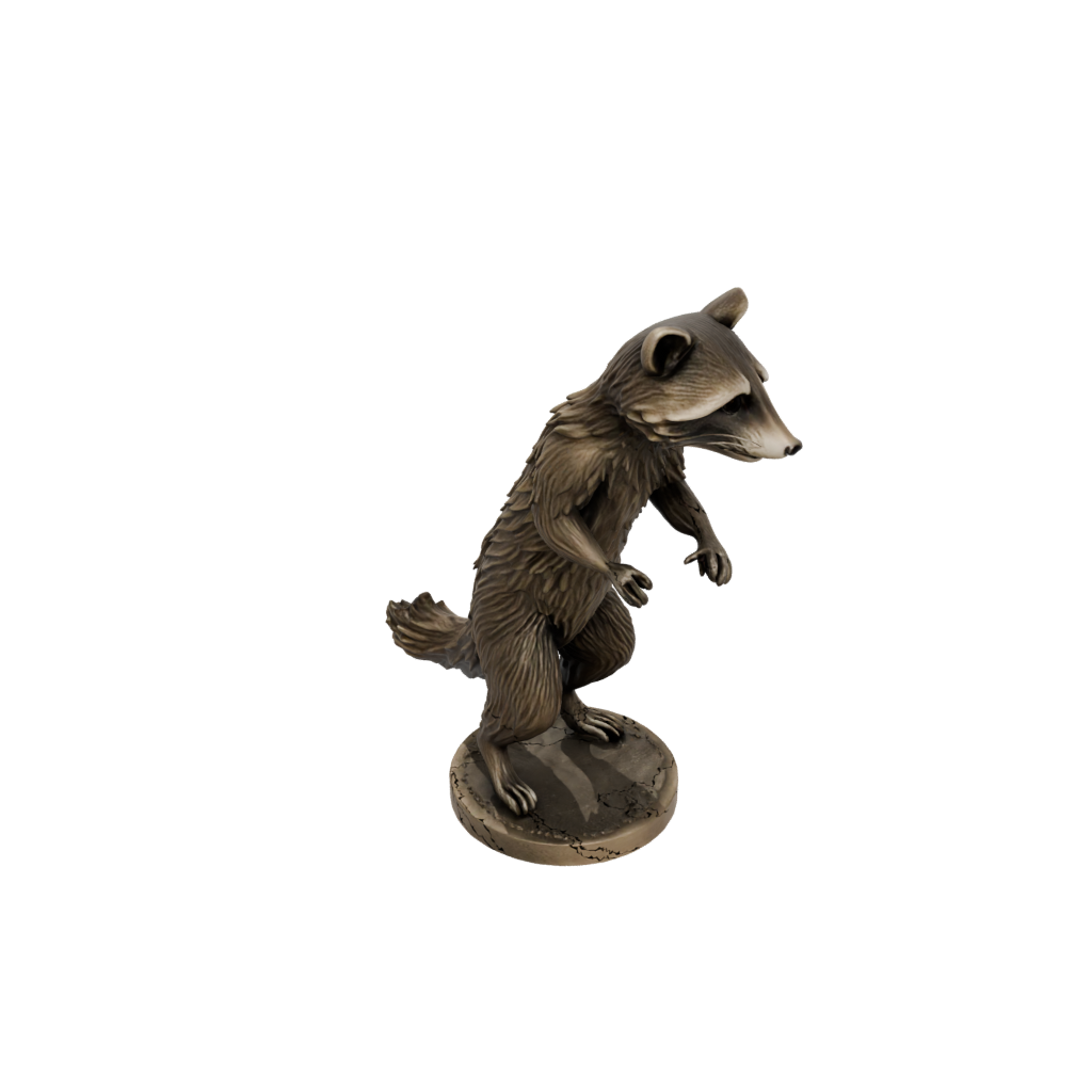 Bronze Realistic Flexi Raccoon — flexi animals 3D print model, STL