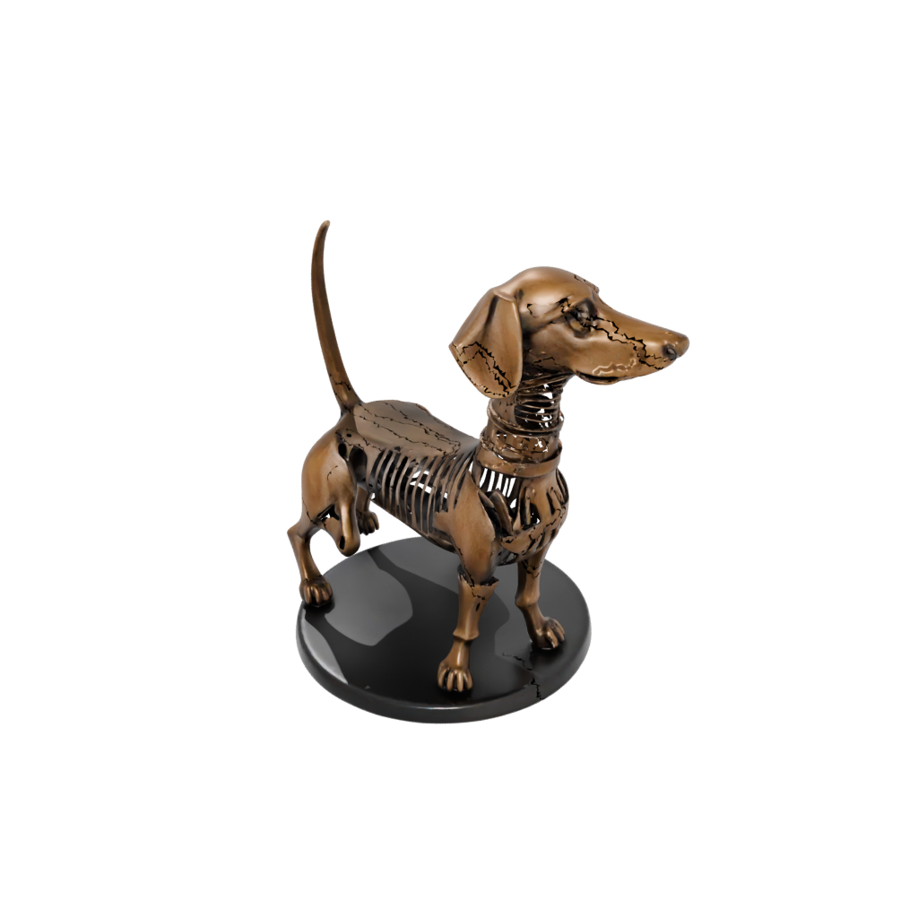 Bronze Skeleton Flexi Dachshund Dog — flexi animals 3D print model, STL