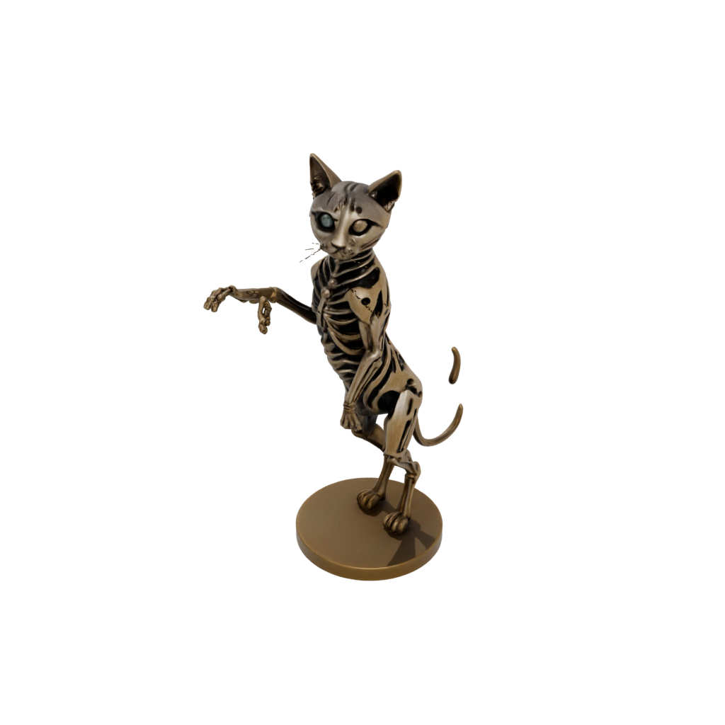 Bronze Skeleton Flexi Tabby Cat — flexi animals 3D print model, STL