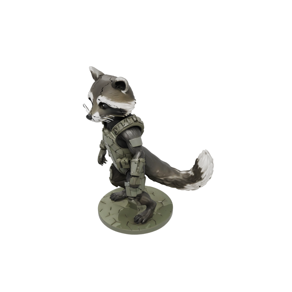Camo Armored Flexi Raccoon — flexi animals 3D print model, STL