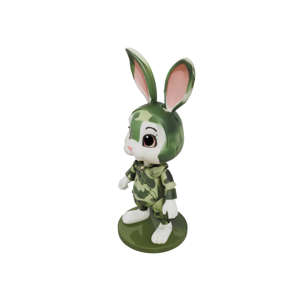 Camo Chibi Flexi Bunny Rabbit — flexi animals 3D print model, STL