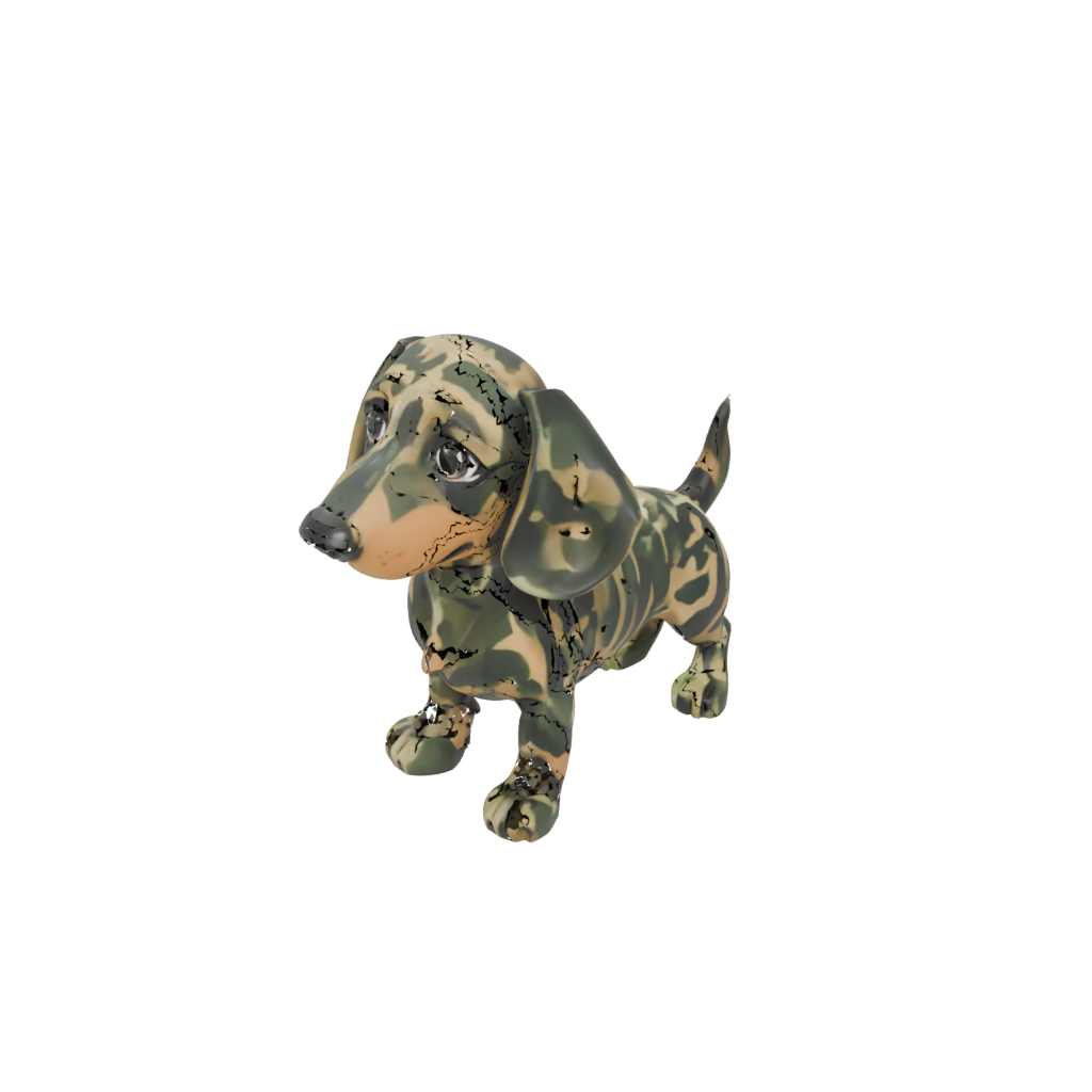 Camo Chibi Flexi Dachshund Dog — flexi animals 3D print model, STL