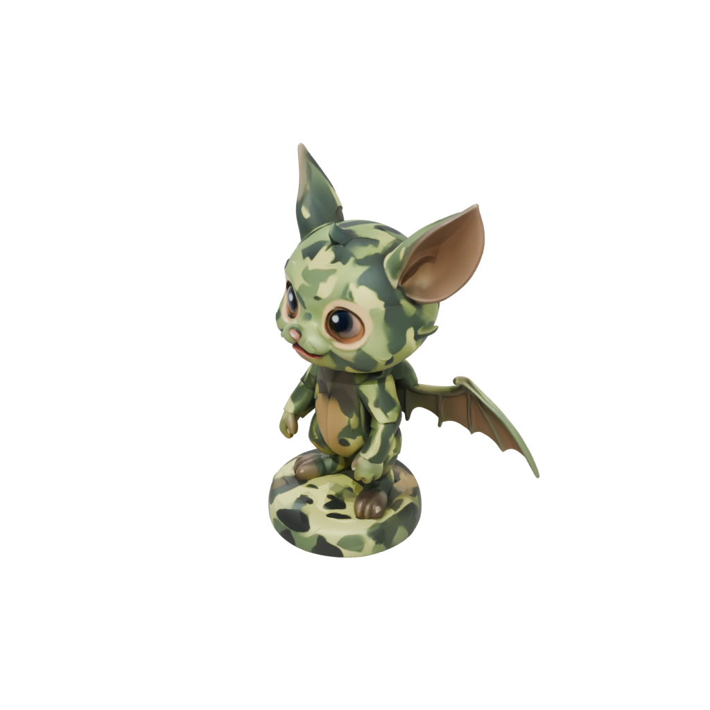 Camo Chibi Flexi Fruit Bat — flexi animals 3D print model, STL