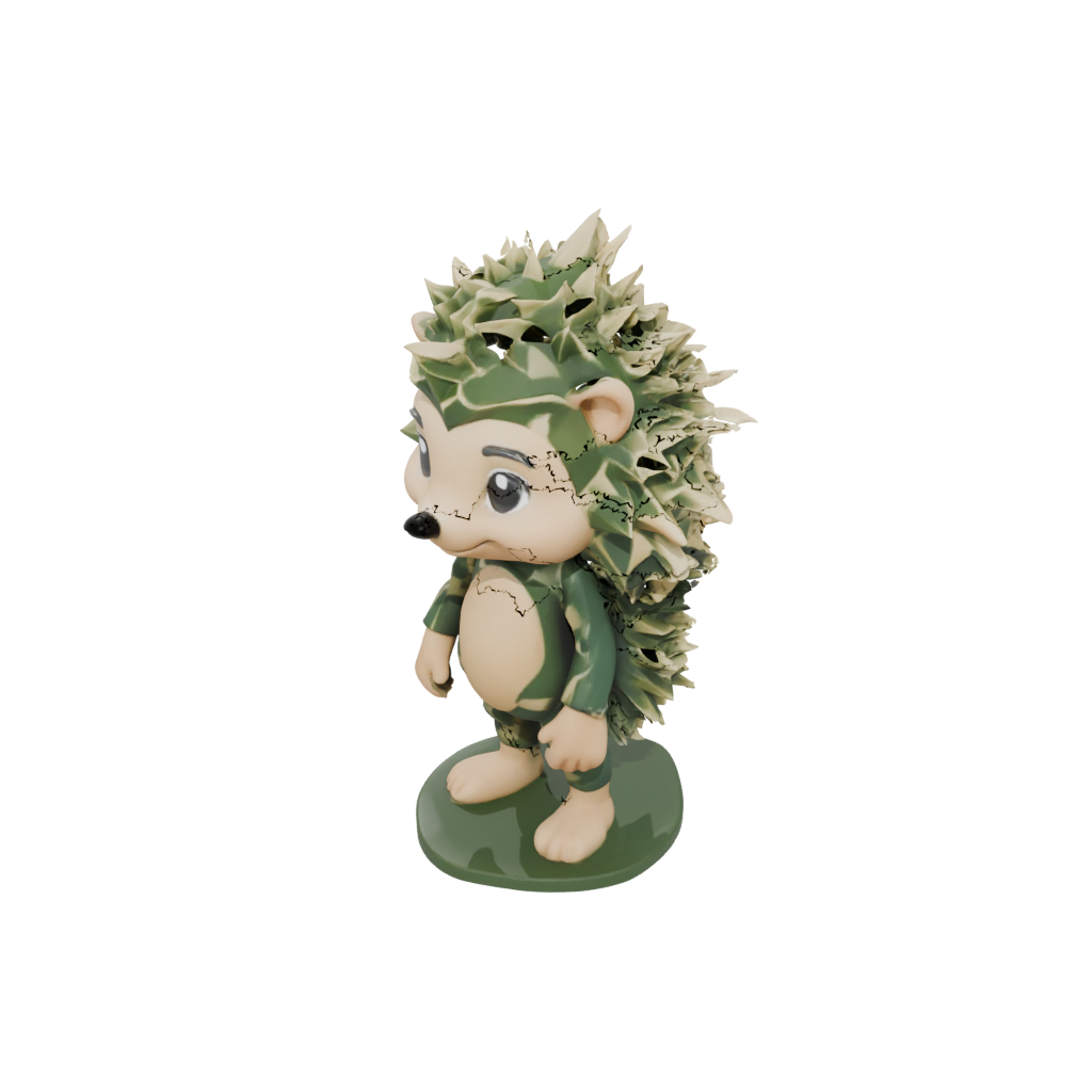 Camo Chibi Flexi Hedgehog — flexi animals 3D print model, STL