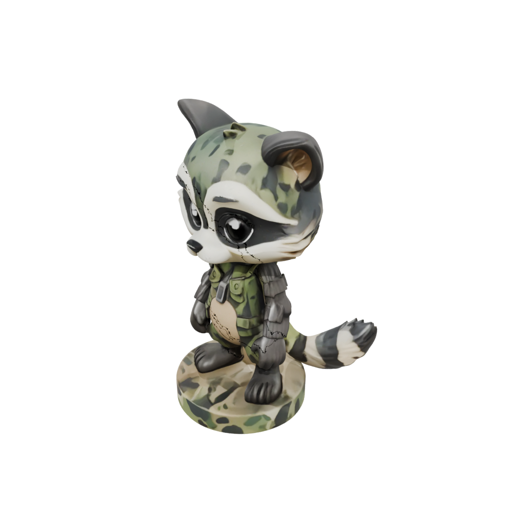 Camo Chibi Flexi Raccoon — flexi animals 3D print model, STL