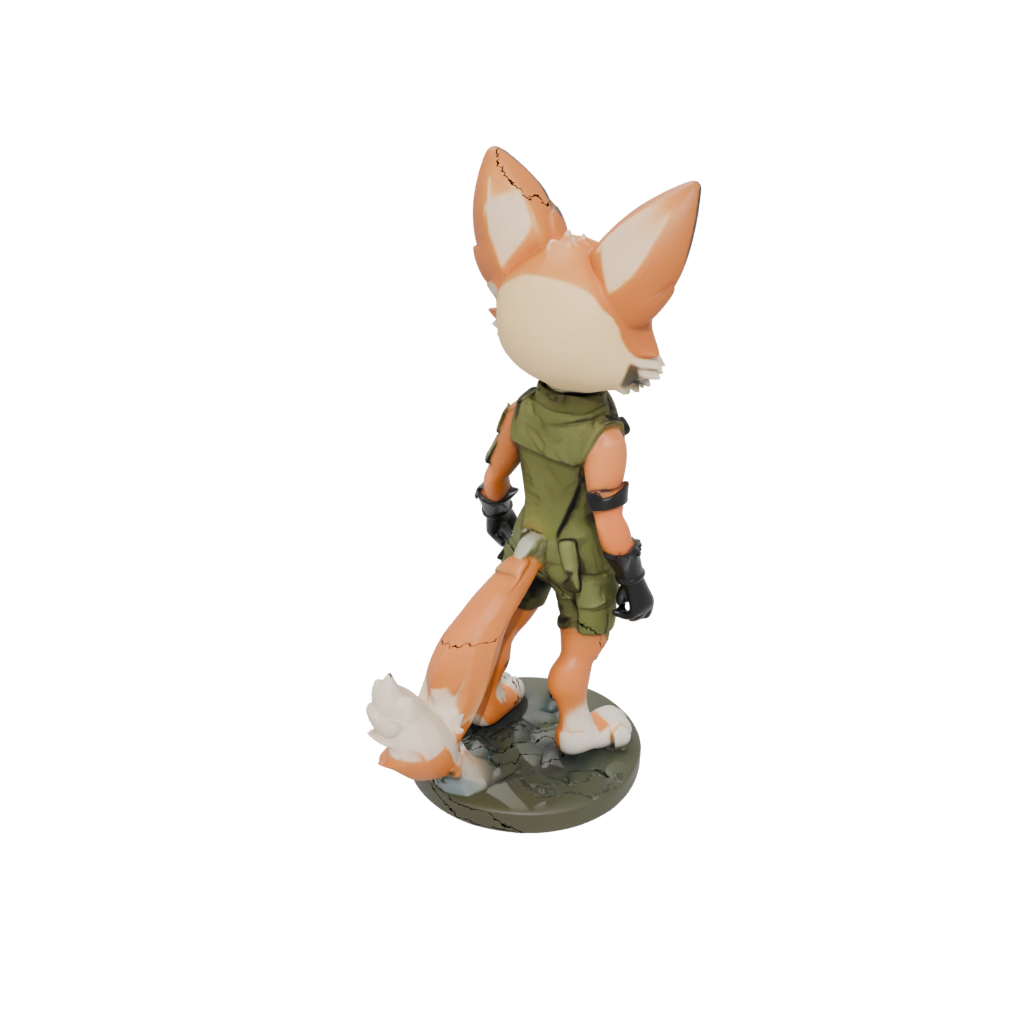 Camo Chibi Flexi Red Fox — flexi animals 3D print model, STL