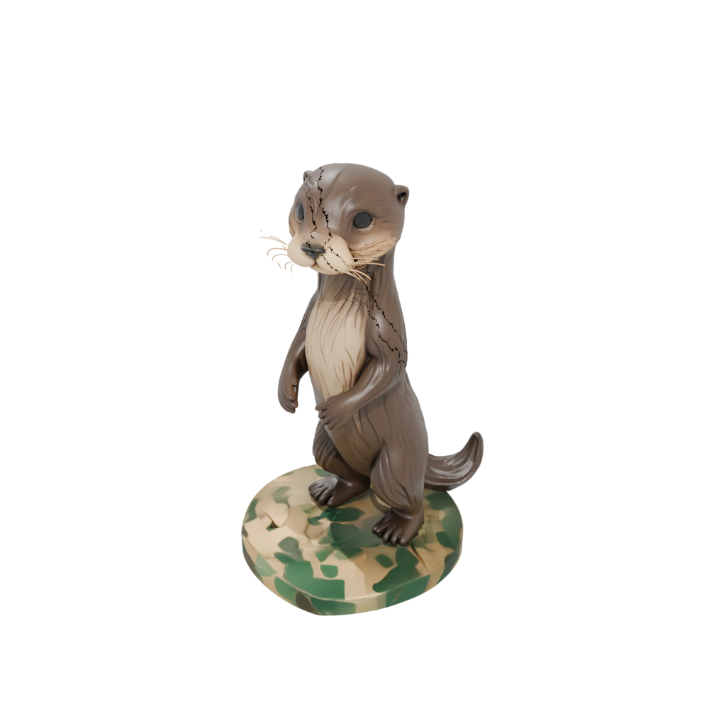 Camo Chibi Flexi River Otter — flexi animals 3D print model, STL