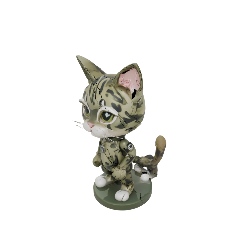 Camo Chibi Flexi Tabby Cat — flexi animals 3D print model, STL