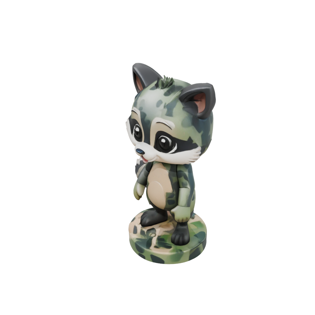Camo Kawaii Flexi Raccoon