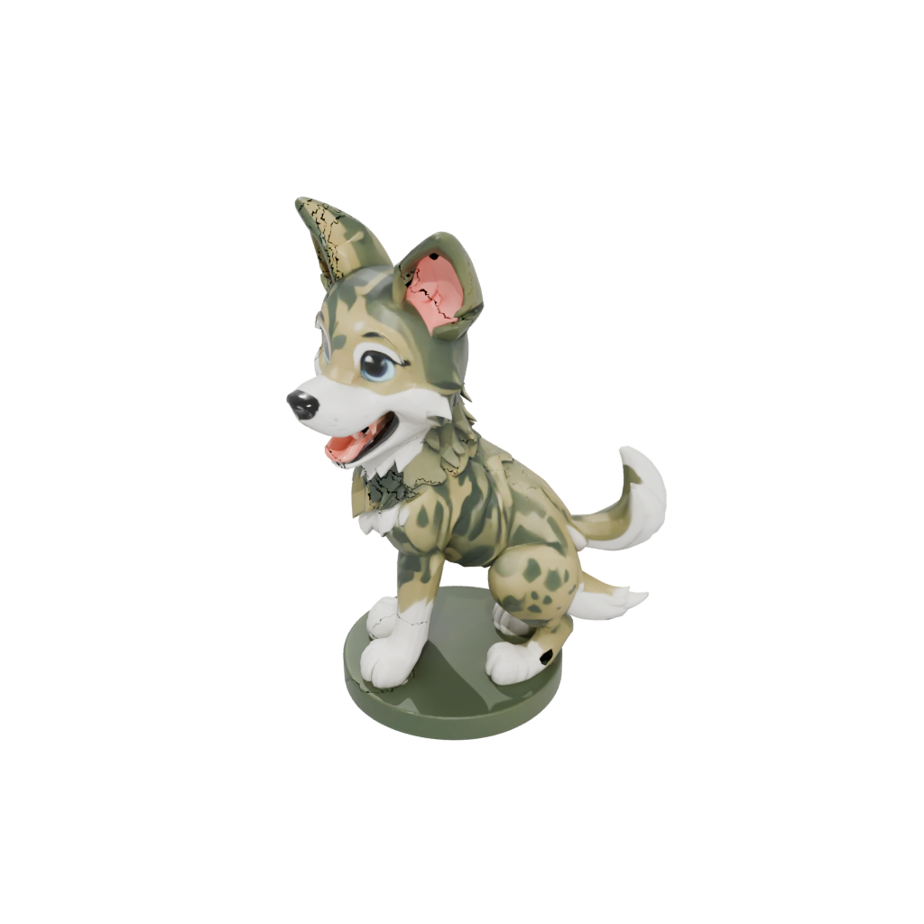 Camo Kawaii Flexi Wolf Pup