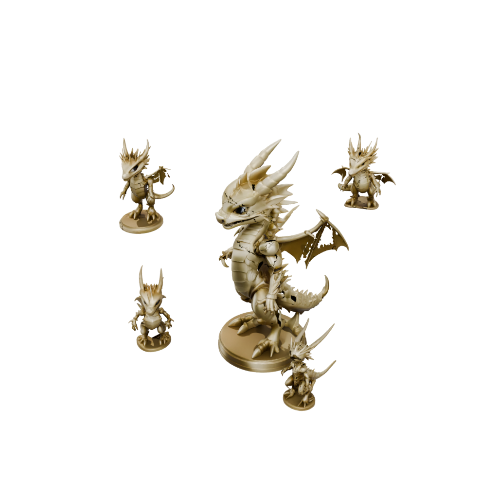 Gold Chibi Flexi Dragon