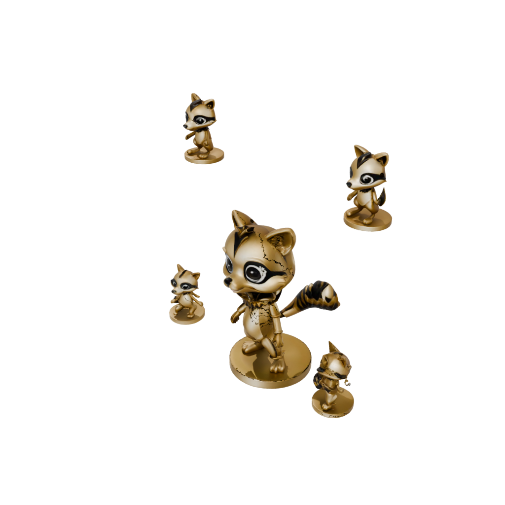 Gold Chibi Flexi Raccoon
