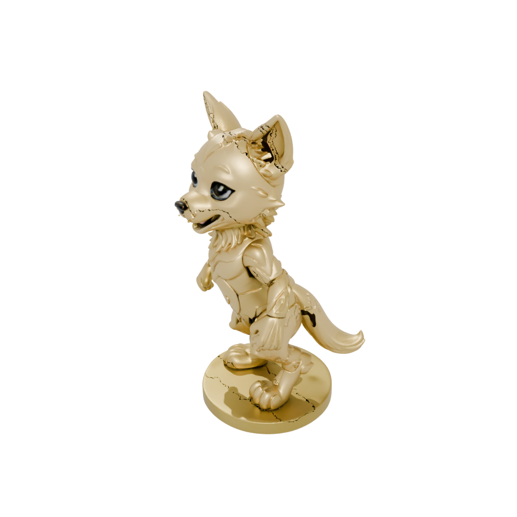 Gold Chibi Flexi Wolf Pup