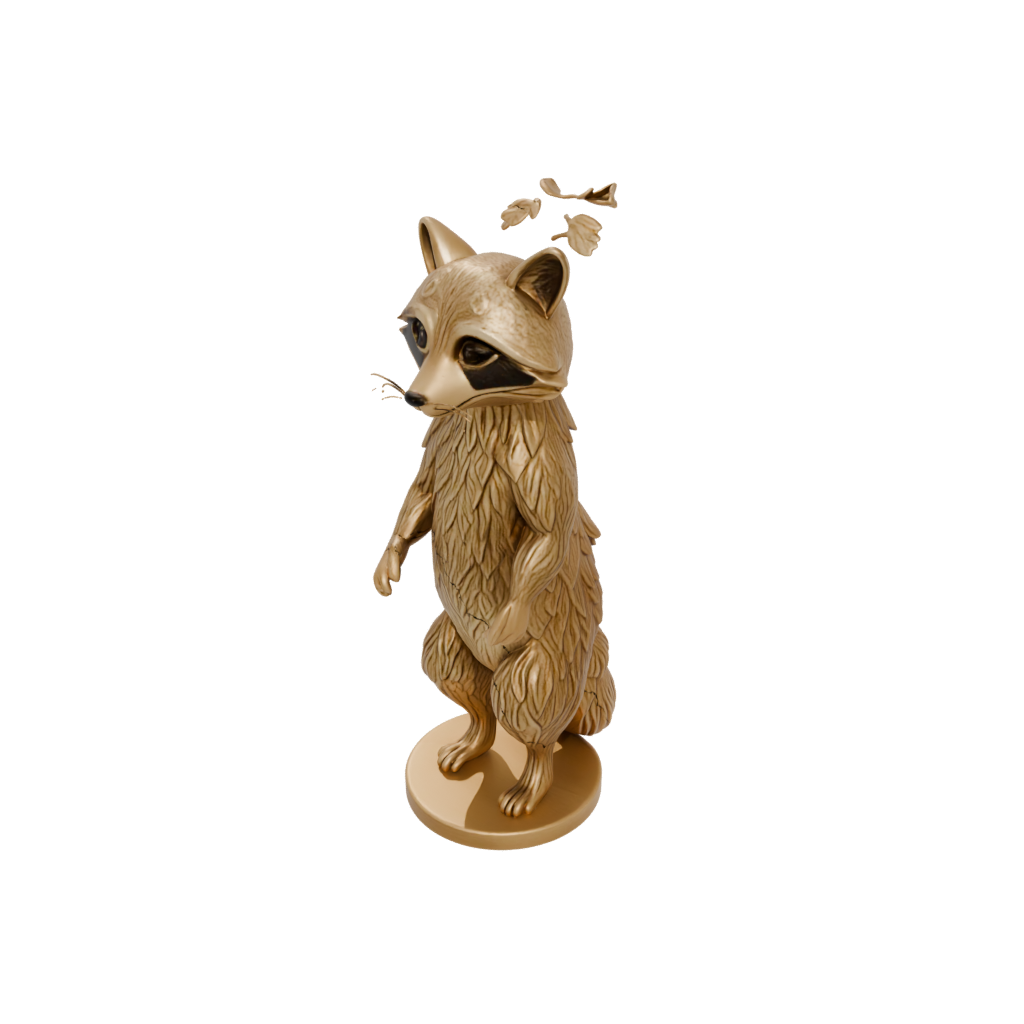 Gold Floral Flexi Raccoon