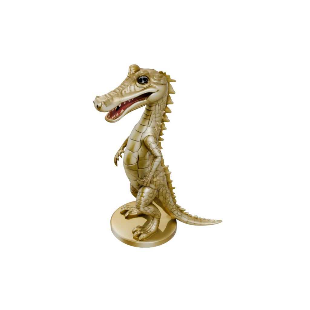 Gold Kawaii Flexi Crocodile
