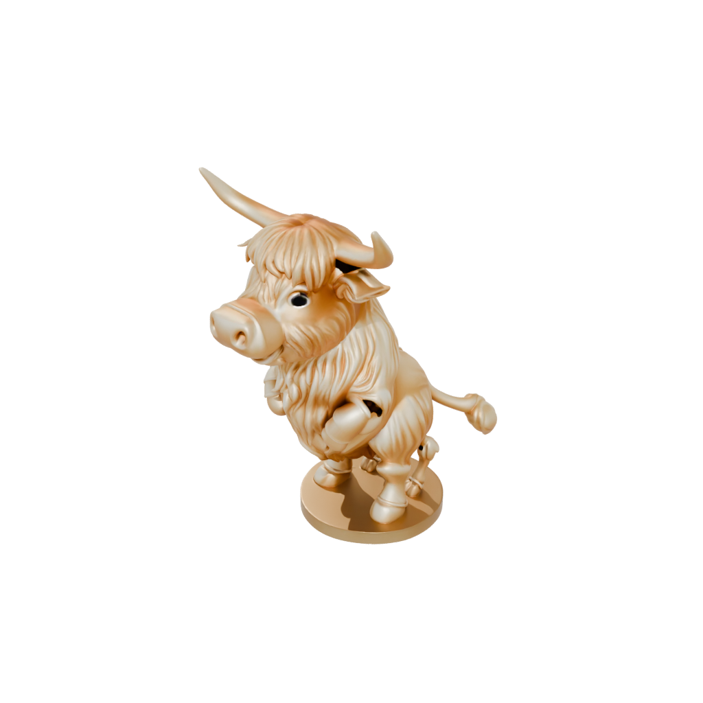 Gold Kawaii Flexi Highland Cow
