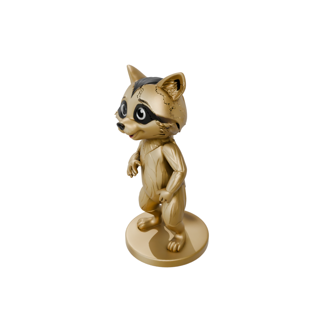 Gold Kawaii Flexi Raccoon