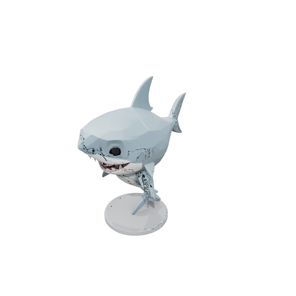 Low-Poly Chibi Flexi Great White Shark