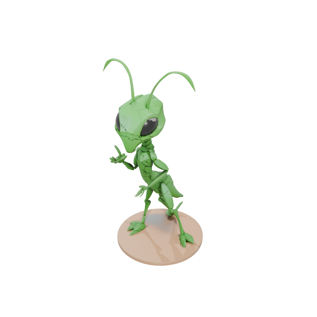 Low-Poly Chibi Flexi Praying Mantis