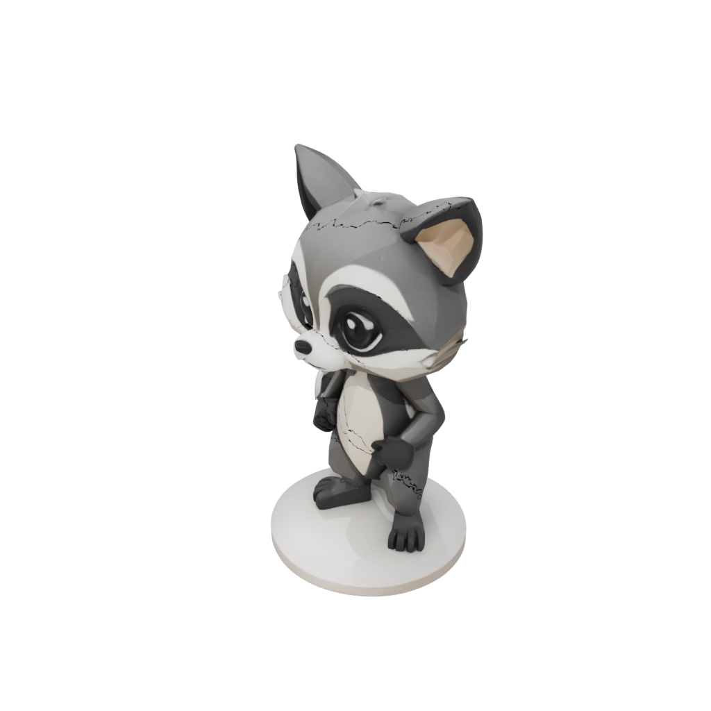 Low-Poly Chibi Flexi Raccoon