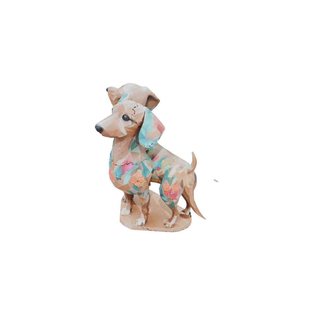 Low-Poly Floral Flexi Dachshund Dog