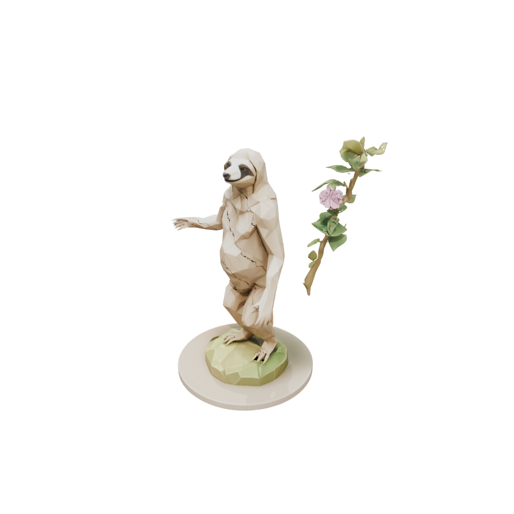 Low-Poly Floral Flexi Sloth