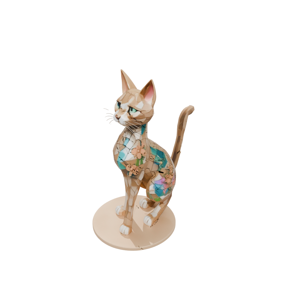 Low-Poly Floral Flexi Tabby Cat