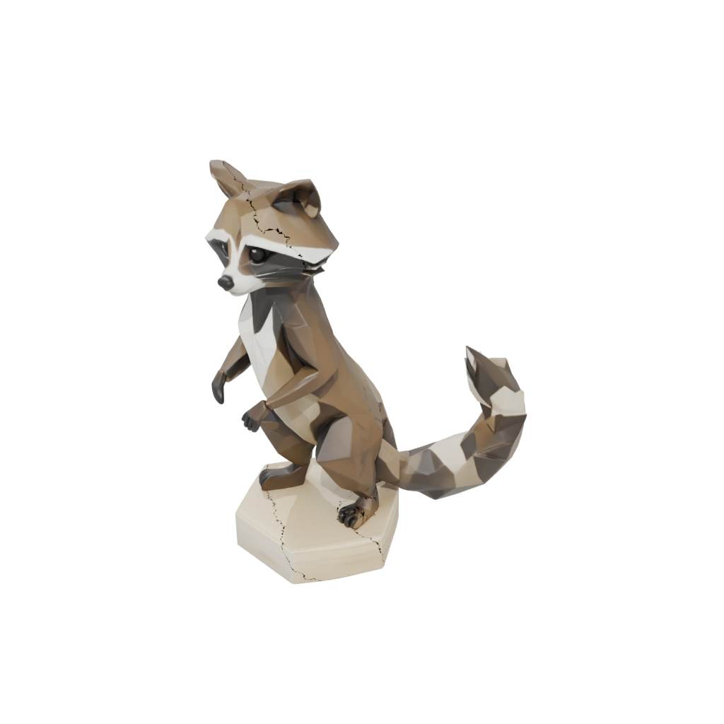 Low-Poly Geo Flexi Raccoon