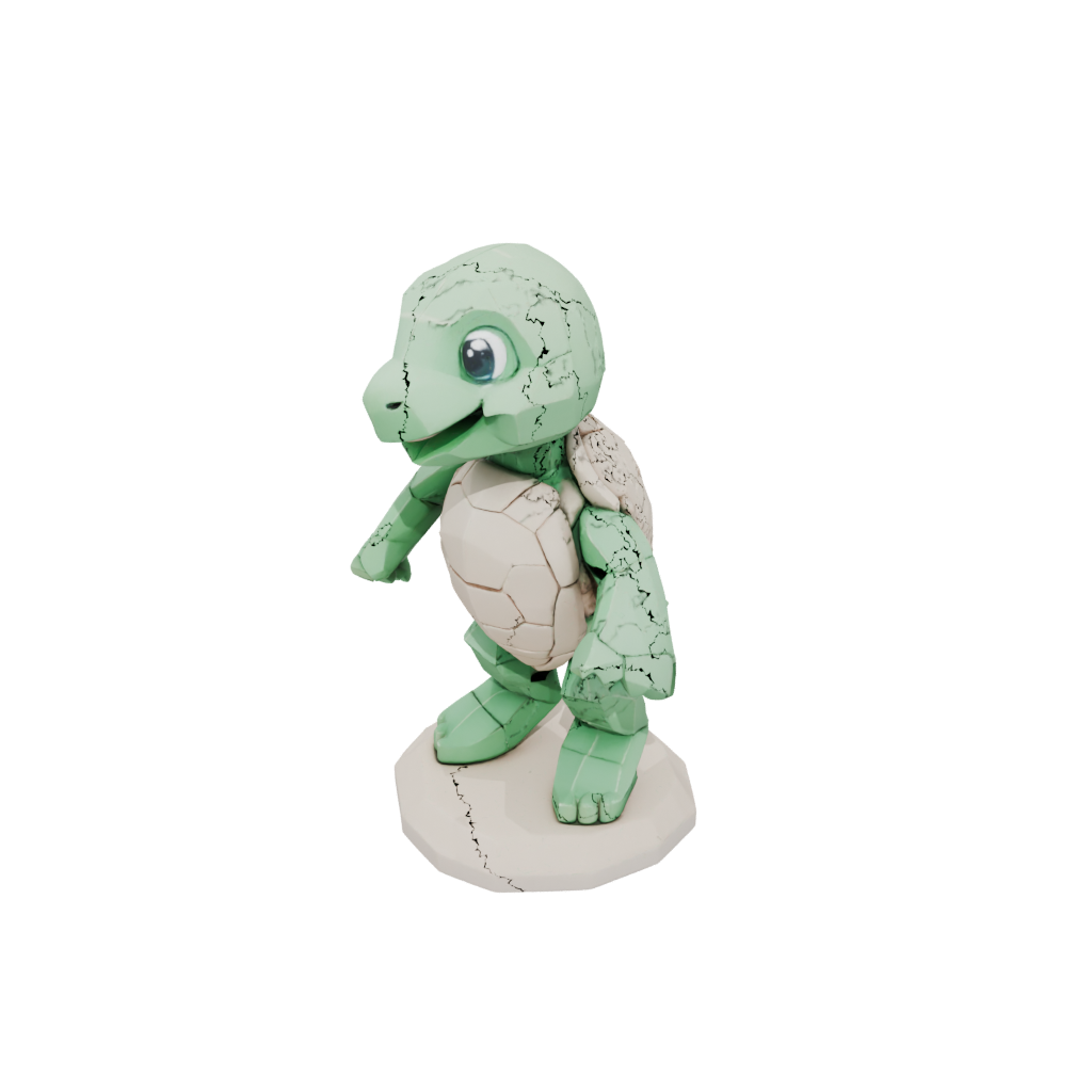 Low-Poly Kawaii Flexi Sea Turtle