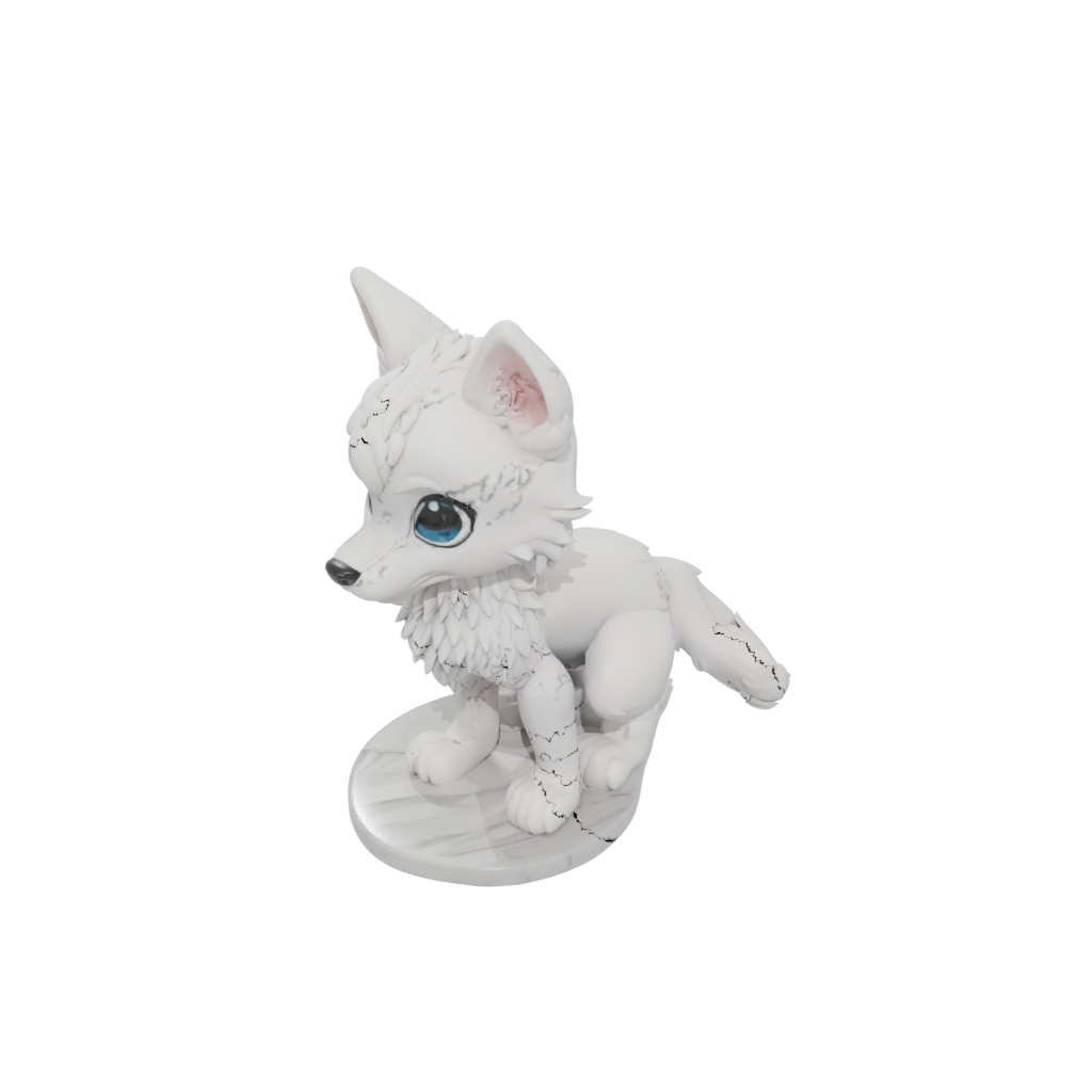 Marble Chibi Flexi Wolf Pup