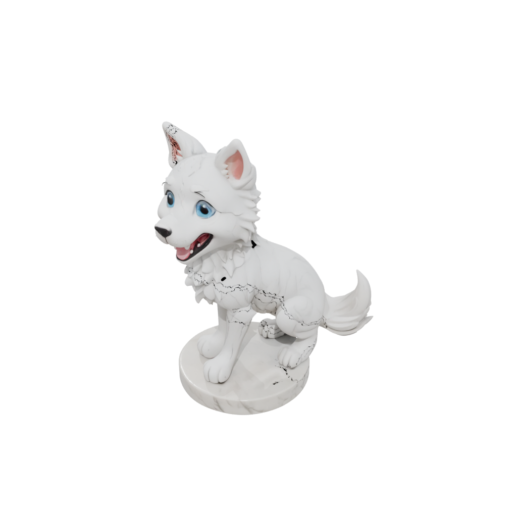 Marble Kawaii Flexi Wolf Pup
