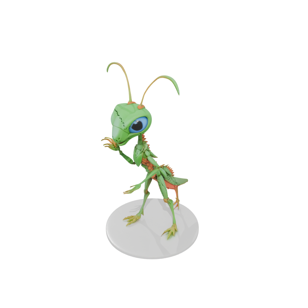 Neon Chibi Flexi Praying Mantis