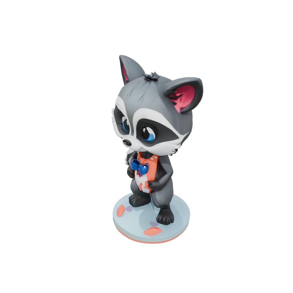Neon Chibi Flexi Raccoon