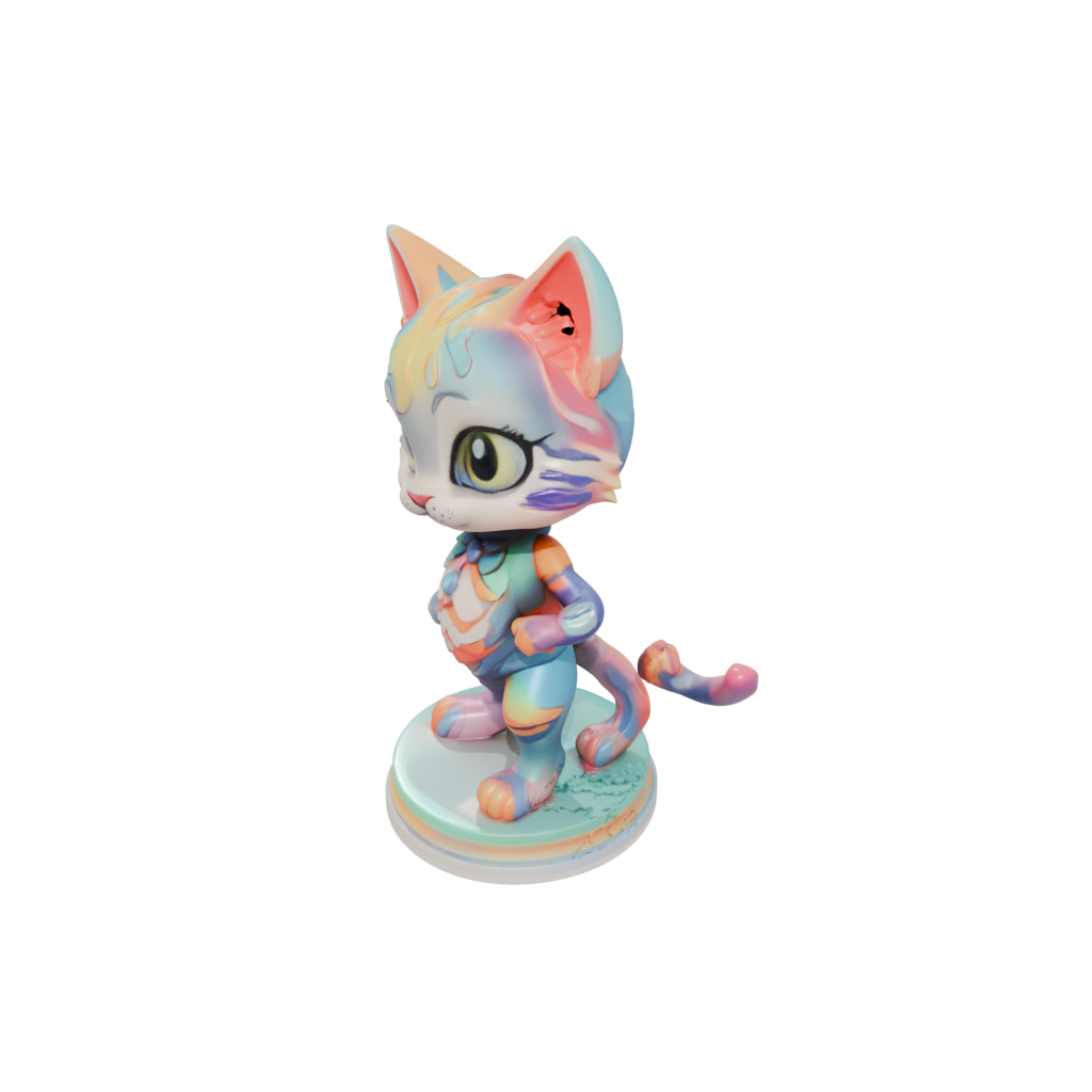 Neon Chibi Flexi Tabby Cat