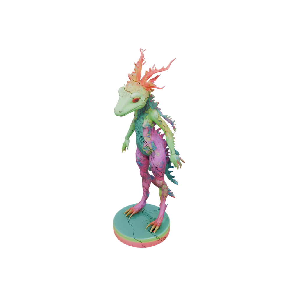 Neon Floral Flexi Axolotl