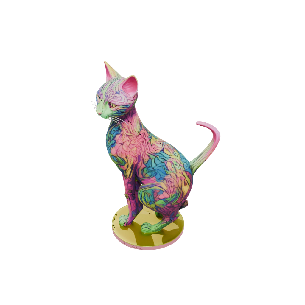 Neon Floral Flexi Tabby Cat