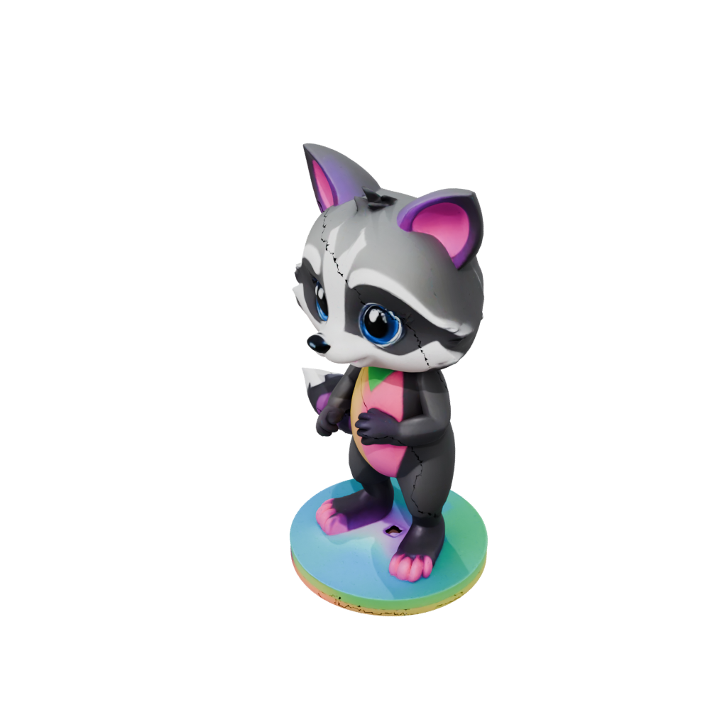Neon Kawaii Flexi Raccoon
