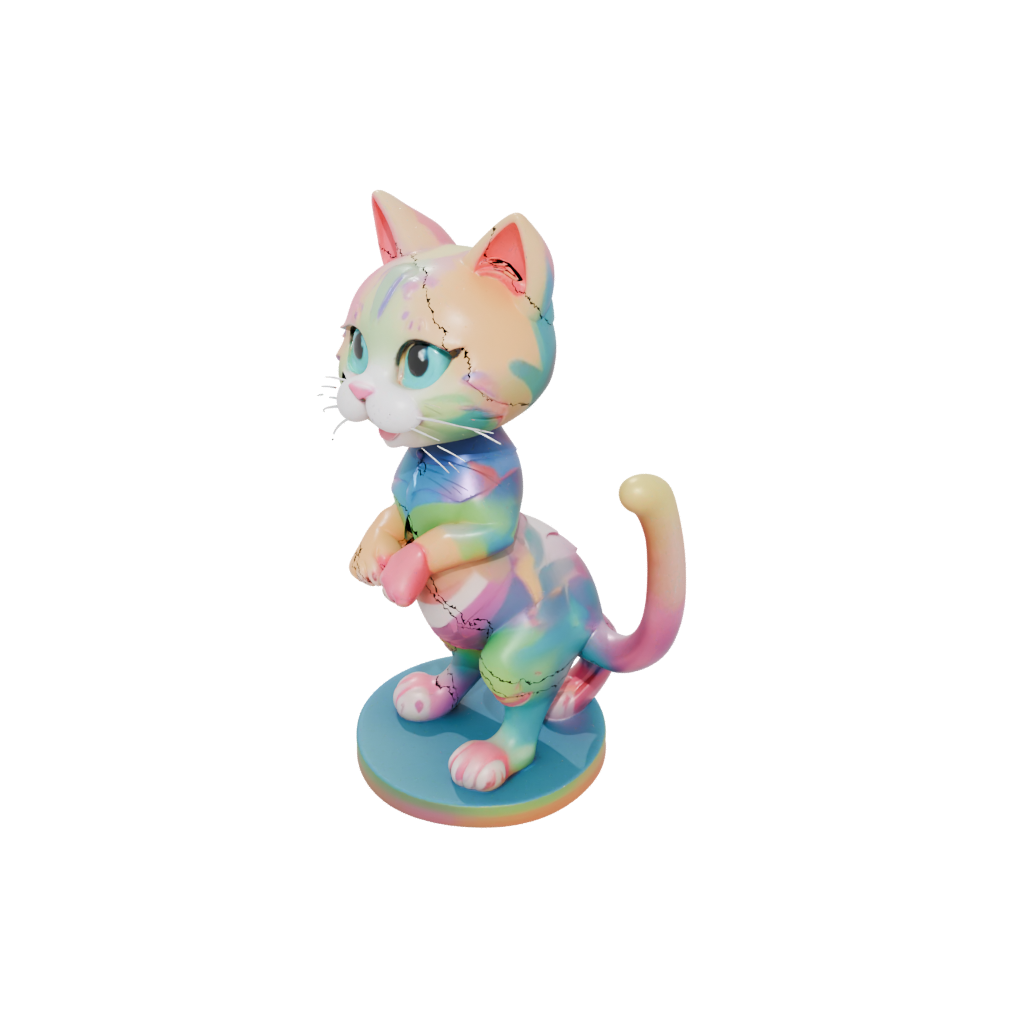 Neon Kawaii Flexi Tabby Cat