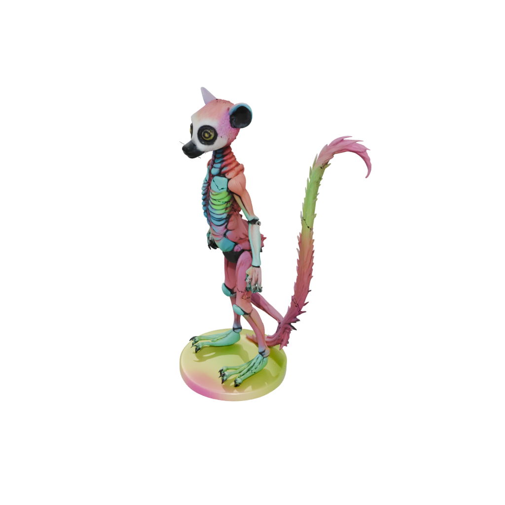 Neon Skeleton Flexi Lemur