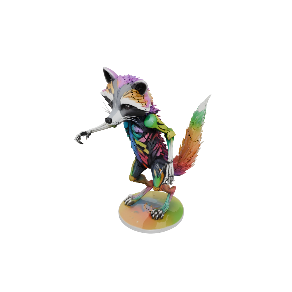 Neon Skeleton Flexi Raccoon
