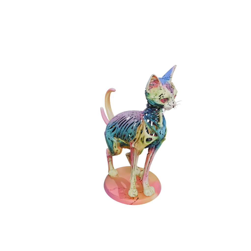Neon Skeleton Flexi Tabby Cat