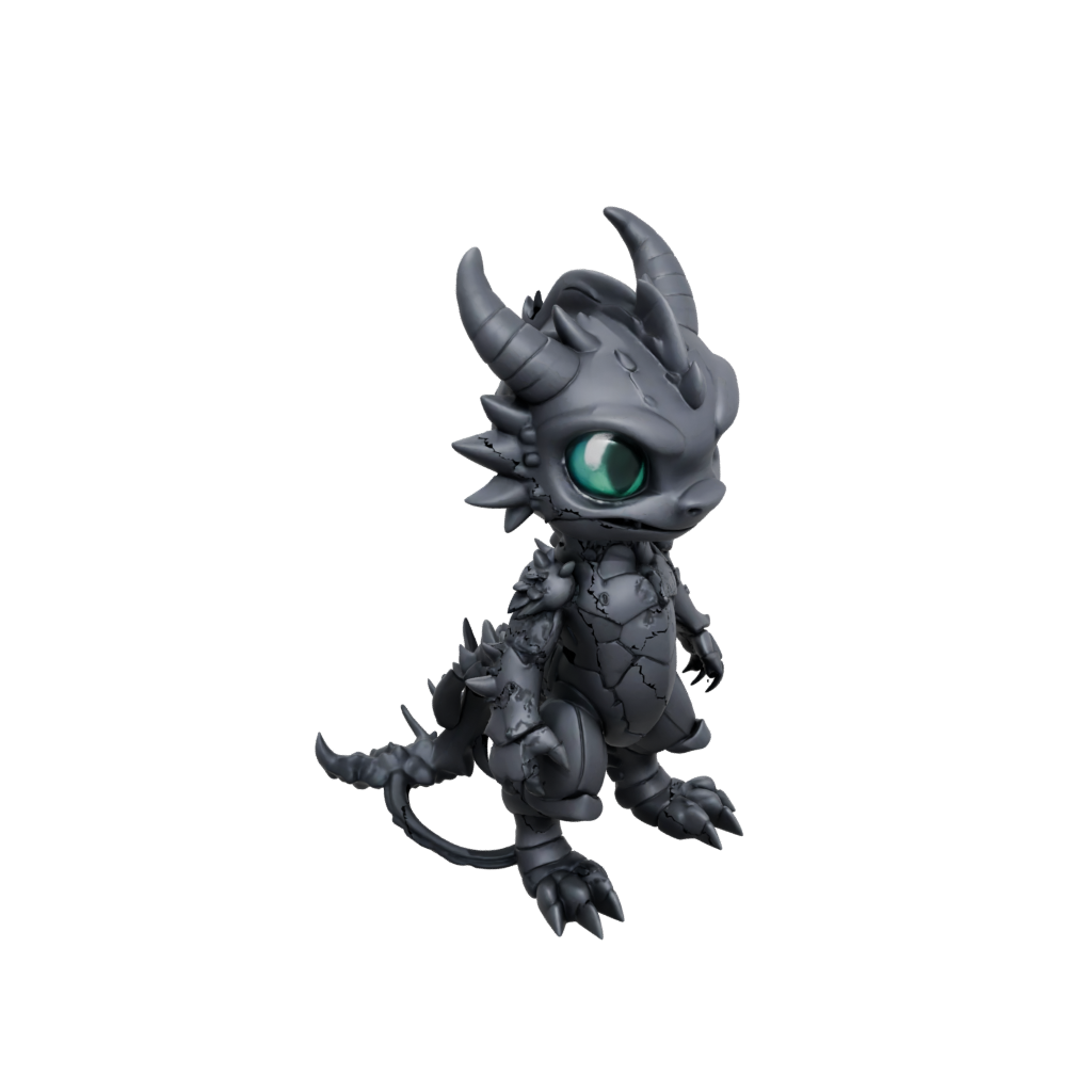 Obsidian Chibi Flexi Dragon
