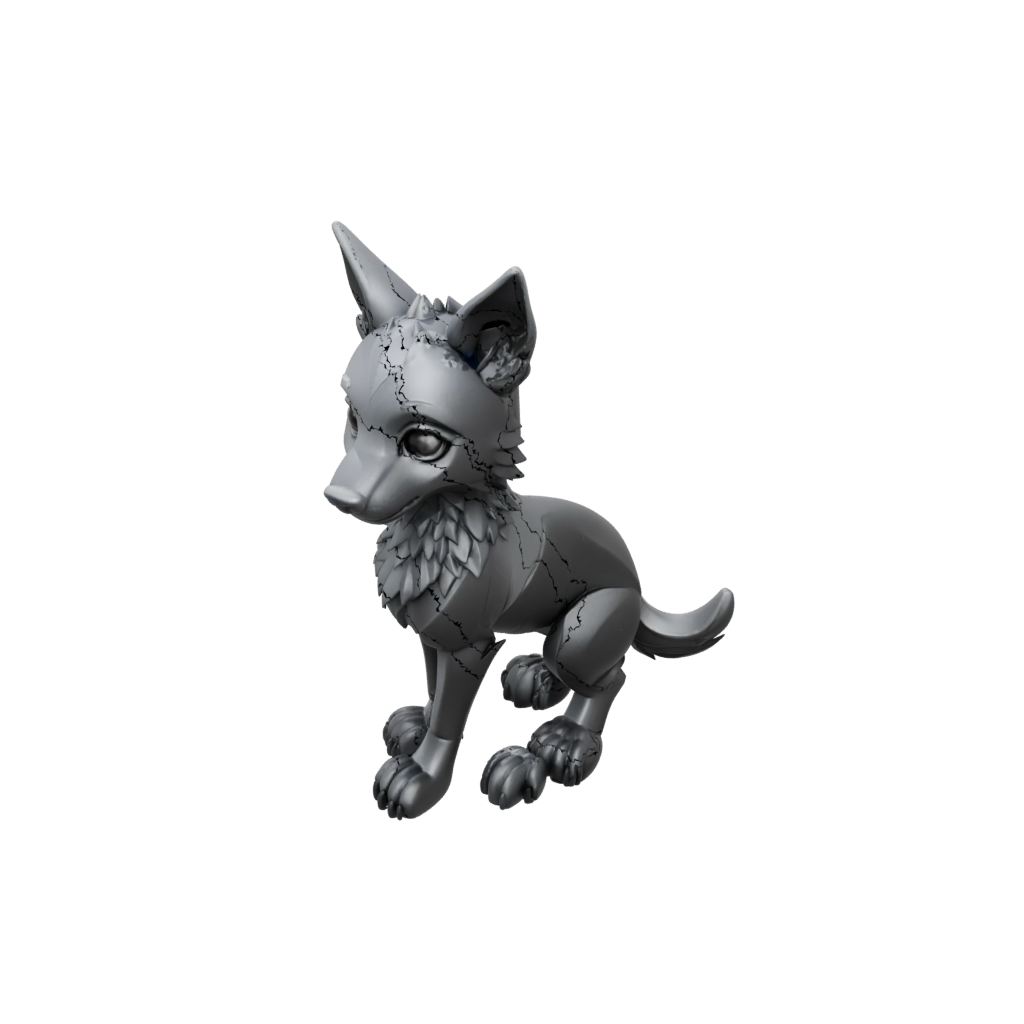 Obsidian Chibi Flexi Wolf Pup