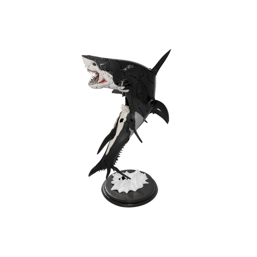 Obsidian Skeleton Flexi Great White Shark